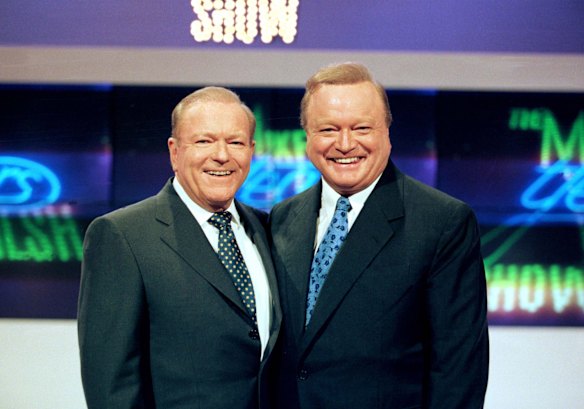 Two of Australia's finest television talents, Mike Walsh and Bert Newton on stage at The Mike Walsh Show . 
