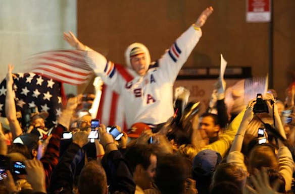 Spontaneous crowds gather at the World Trade Centre.