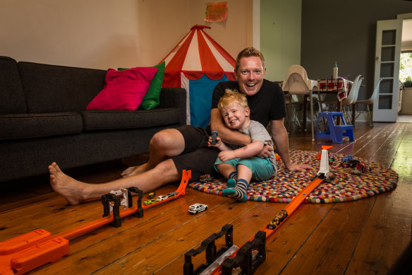 Stay at home dad Nick Breckon is relishing his time at home with son Max, 2.