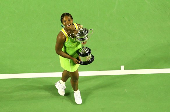 2007 Australian Open - Serena Williams celebrates her victory over Maria Sharapova.