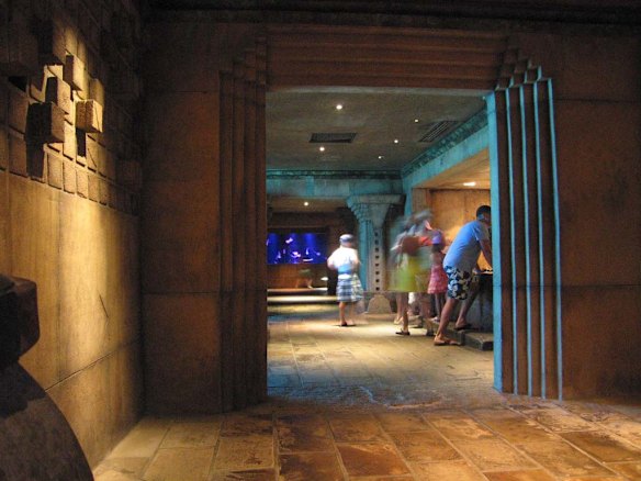 Visitors explore The Dig which is meant to replicate the lost city of Atlantis at the Atlantis Resort on Paradise Island in the Bahamas.
