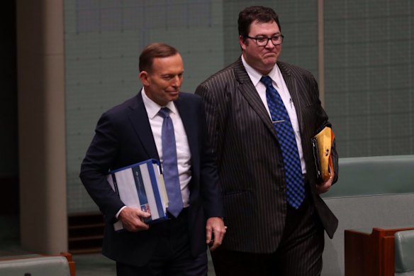 Former prime minister Tony Abbott with Mr Christensen in 2014.