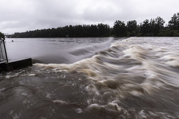 The Nepean River at the Penrith weir.