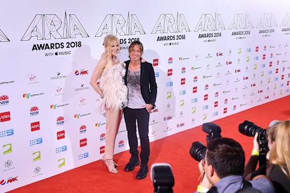 Nicole Kidman and Keith Urban at the 32nd ARIA Awards at The Star in Sydney on Wednesday, November 28, 2018.