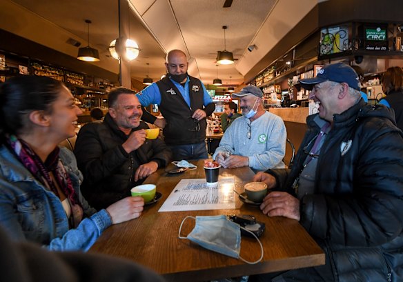 Salvatore Cultrera welcomes customers back to his restrurant Notturno in Carlton.