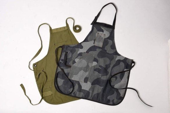 1. Kitchen wear
Fashion for the kitchen is the ethos behind new Sydney label Worktones. The aprons are made using repurposed, indigo-dyed canvas, upcycled cotton and Japanese denim. Market bags and linen napkins are also available. $100 each, worktones.com