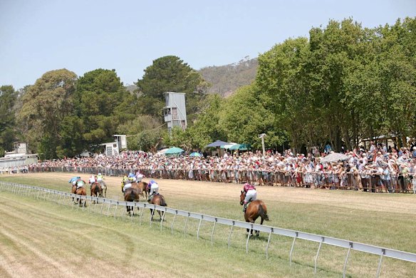 The usual bumper crowd at Woolomai races.