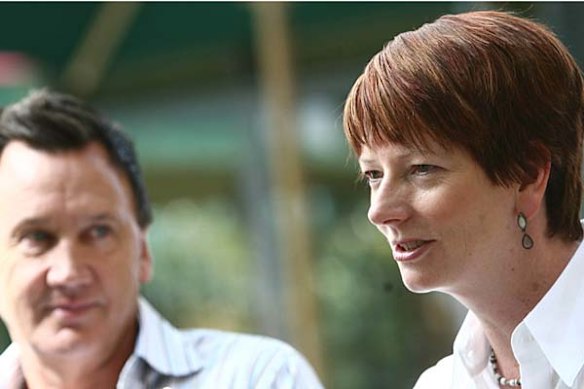 Julia Gillard with partner Tim Mathieson in Brisbane in  November 2007.