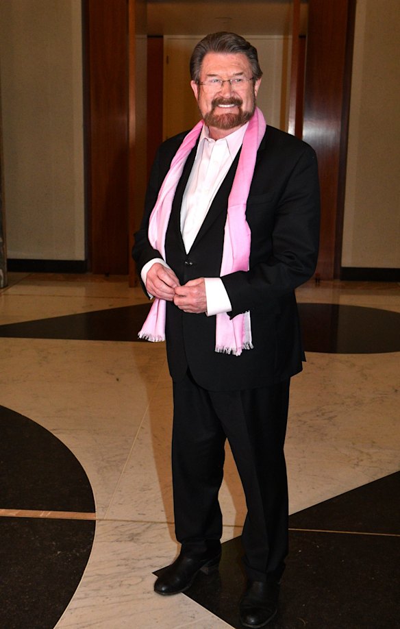 Justice Party Senator Derryn Hinch arrives for the annual Mid Winter Ball at Parliament House in Canberra, Wednesday, September 12, 2018.