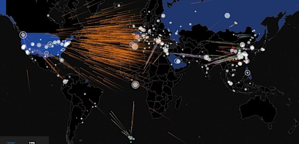 Struggling to get a grasp on the problem has spurred a boom in better visualisation tools. The more malicious acts can be visualised, the easier, it's hoped, that they can be  addressed. Pictured: Norse IPViking Online Map showing attacks and traffic in real time.