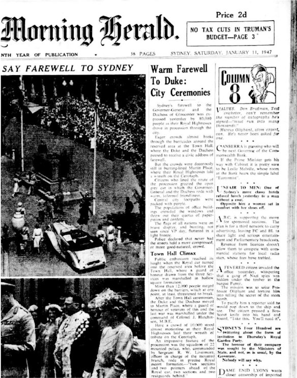 Column 8 first appeared on the front page of the Herald on January 11, 1947.
