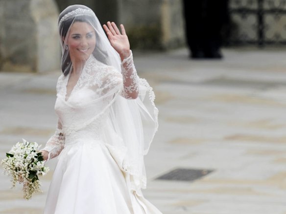 Kate Middleton arrives at Westminster Abbey for the Royal Wedding in London.