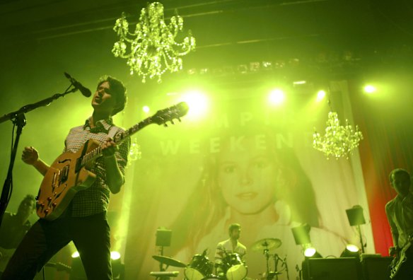 Lead singer Ezra Keonig from the band Vampire Weekend performs at the Enmore Theatre, 10th May 2012.