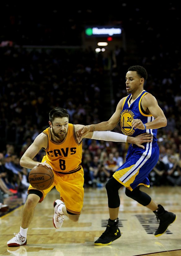 Matthew Dellavedova's game-three starring role: Dellavedova tries to get past Steph Curry.