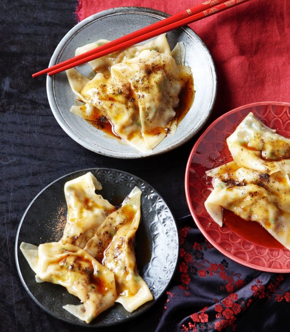 Wontons with Kylie Kwong's chilli oil.