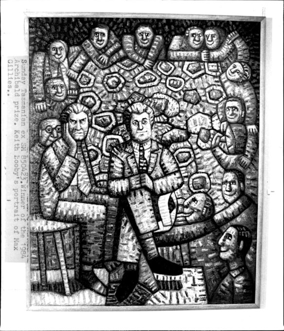 Winner of the 1984 Archibald prize Keith Looby's portrait of Max Gillies. 