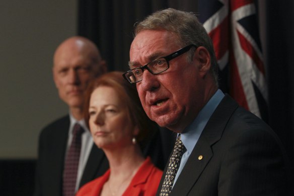 Julia Gillard with David Gonski, who she commissioned to do a review of education funding.