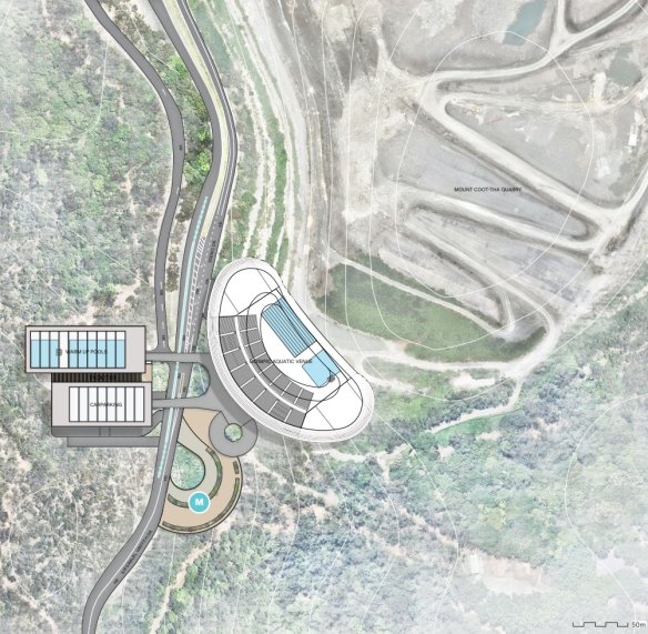 The proposed pool would sit above the disused Mount Coot-tha quarry.