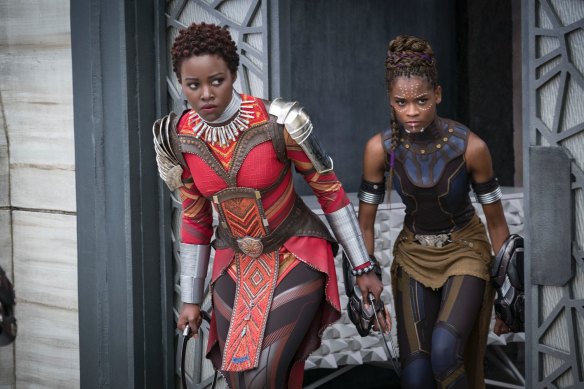 Lupita Nyong'o, left, and Letitia Wright in Black Panther.