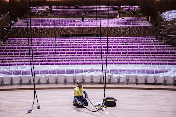First peek at The Sydney Opera House's upgraded Concert Hall, ahead of it's opening in July.