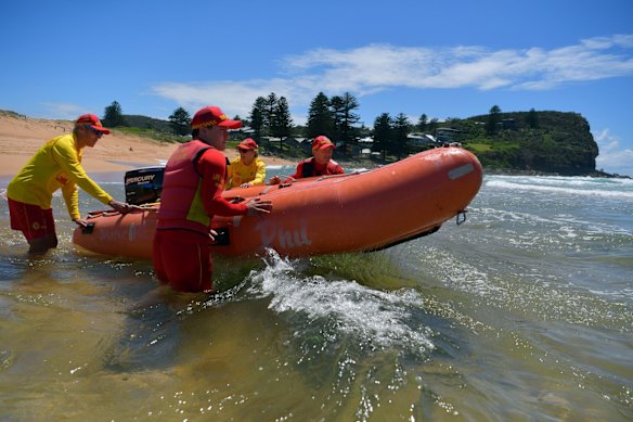 Lifeguards Jack Nesbitt, Nina Mills and Alan Mahn at Avalon Beach in Sydney. Northern beaches are preparing for an influx of visitors when lockdown ends.