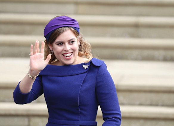Princess Beatrice arrives for the wedding of Princess Eugenie of York and Jack Brooksbank.