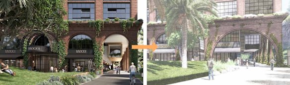 Changes to the shared pathway through the proposed hotel at Howard Smith Wharves.