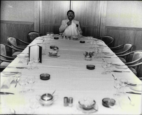Rod Marsh dines at the Sheraton-Wentworth in November 1983.