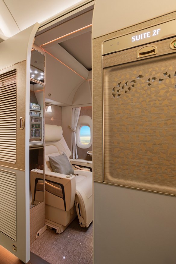 Emirates' new first class suite on board its Boeing 777s.