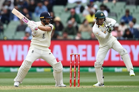 Dawid Malan of England bats on day one.