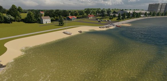The Moreton Bay council is creating a new beach at Crockatt Park, Woody Point.