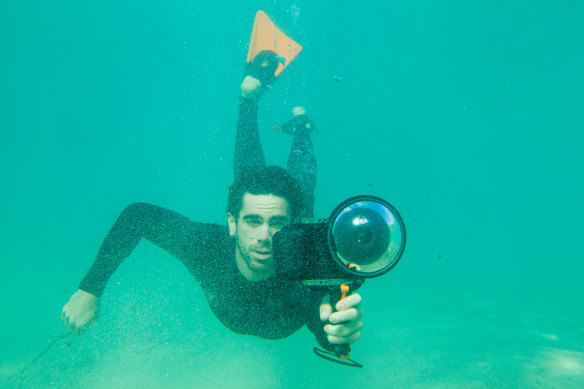 Joel Bennetts, pictured in waters off Bronte Beach, has taken up underwater photography during the pandemic.
