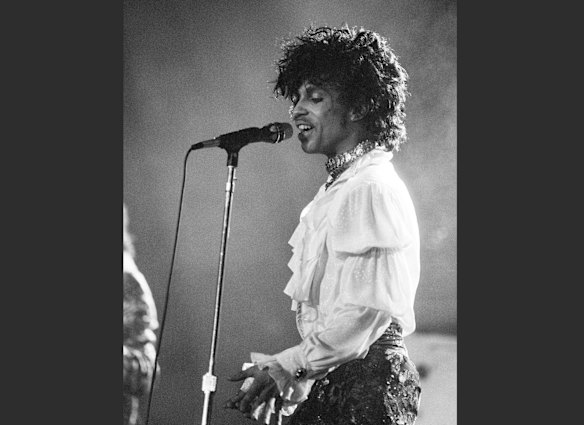 Prince performs at the Orange Bowl during his Purple Rain tour in Miami in 1985.