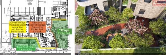 Site map showing the proposed pocket park. 