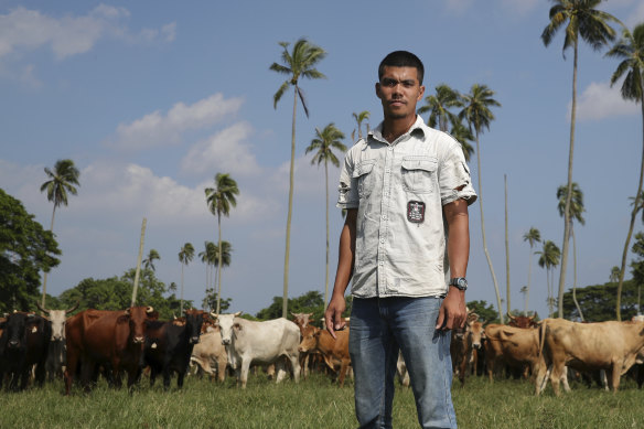 Yango Wilson, the operations manager of Milai Vanuatu cattle farm on Espiritu Santo in Vanuatu.