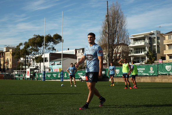Nathan Cleary during State of Origin training last week.