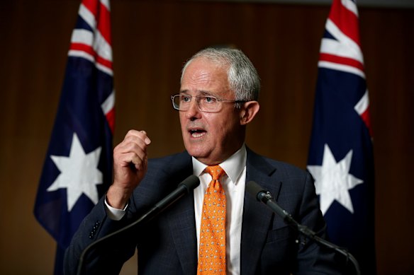 Prime Minister Malcolm Turnbull addresses the media during a press conference at Parliament House in Canberra on Sunday 8 May 2016. 