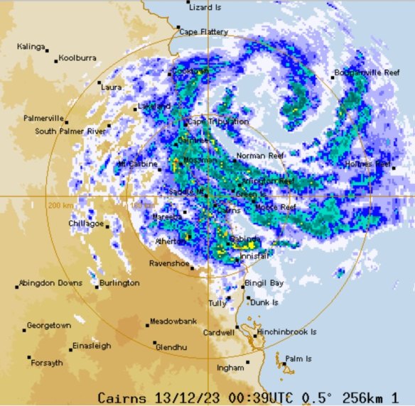 The map shows rainfall from Cooktown down to Innisfail.