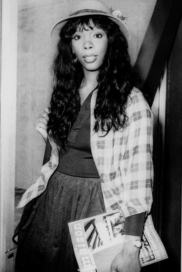 Donna Summer, 27, arriving at Heathrow Airport from Paris.