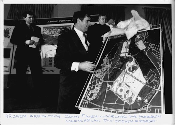 John Fahey unveiling the Homebush masterplan. September 9, 1992.