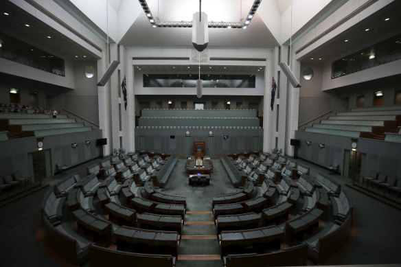 The House of Representatives at 2.05pm - ordinarily busy with Question Time - is quiet after the government adjourned the chamber early.