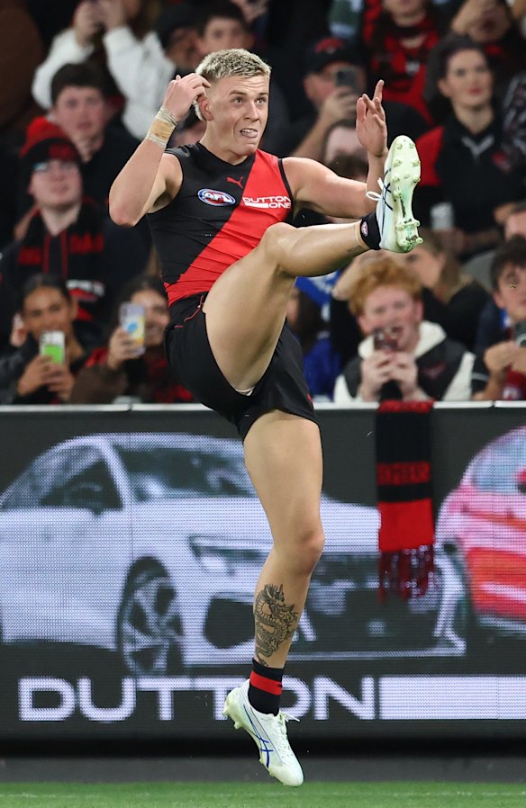 Making his mark: Nate Caddy on Saturday night.