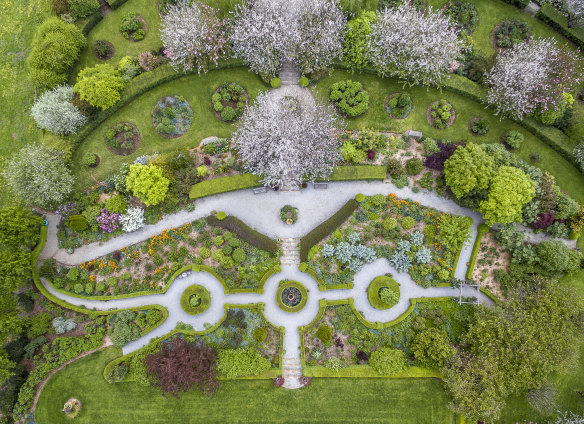 An aerial view of the Broughton Hall garden