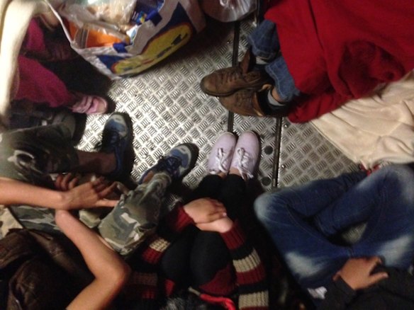 Migrants board buses said to be bound for Austria outside Keleti station in central Budapest, Hungary.