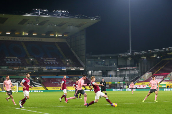 Football without fans: Burnley versus Sheffield United.