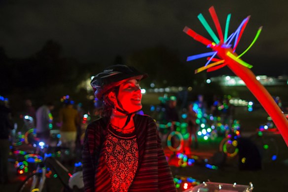 You Are Here neon bike ride