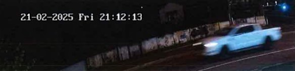 CCTV shows Jesse Beale’s white Ranger driving outbound along Ipswich Road, Annerley, while he claims he was looking for Crystal Beale. 