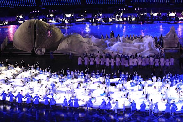 Musical performance during the Opening Ceremony of the London 2012 Olympic Games.