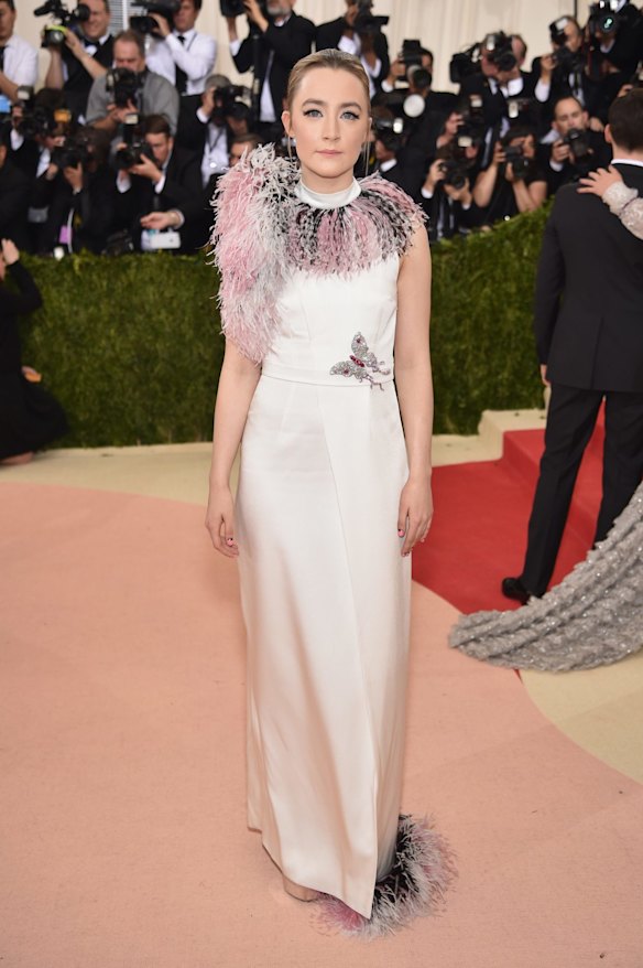 Actress Saoirse Ronan attends the "Manus x Machina: Fashion In An Age Of Technology" Costume Institute Gala at Metropolitan Museum of Art.