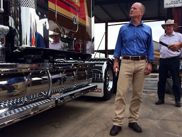 Premier Campbell Newman admires a truck in Emerald.  